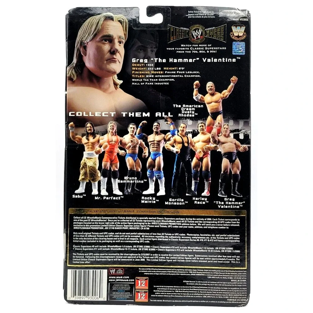 GREG THE HAMMER VALENTINE‎ WWE CLASSIC SUPER STARS SIGNED & SEALED FIGURE